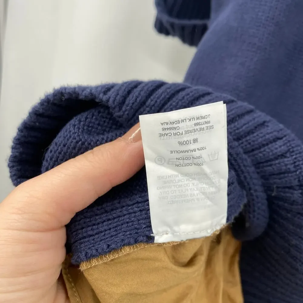 J. Crew mixed media blue tan sweater top